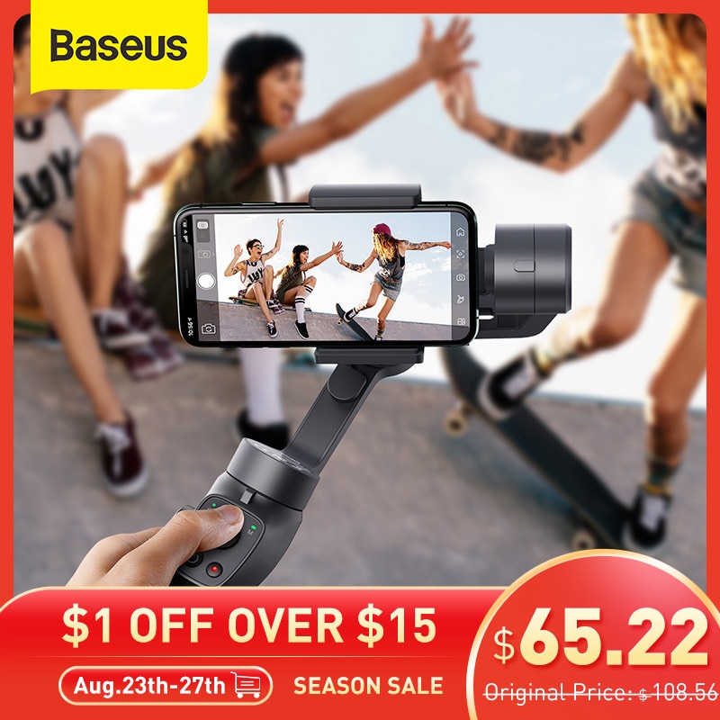 Baseus selfie vara bluetooth 3-axis handheld cardan estabilizador titular ao ar livre...