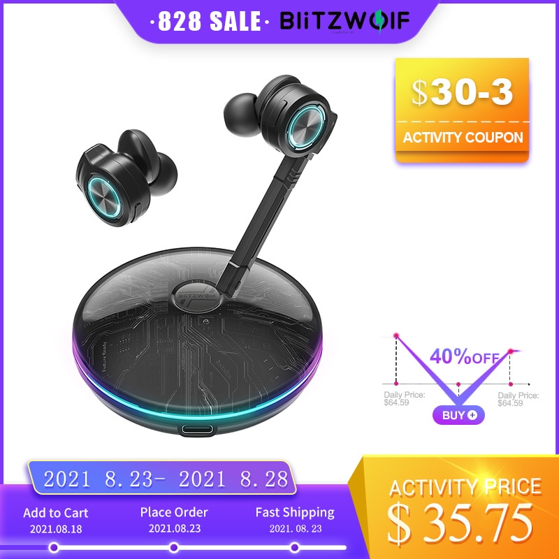 BlitzWolf BW-FLB3 Gaming TWS bluetooth-compatível V5.0 Modo de jogo fone de ouvido...