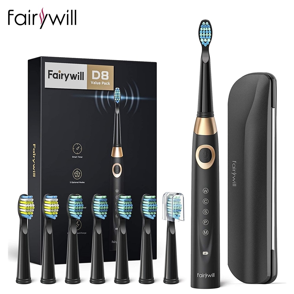 Fairywi-escova de dentes elétrica sônica, à prova d'água, 5 modos, carregamento usb,...
