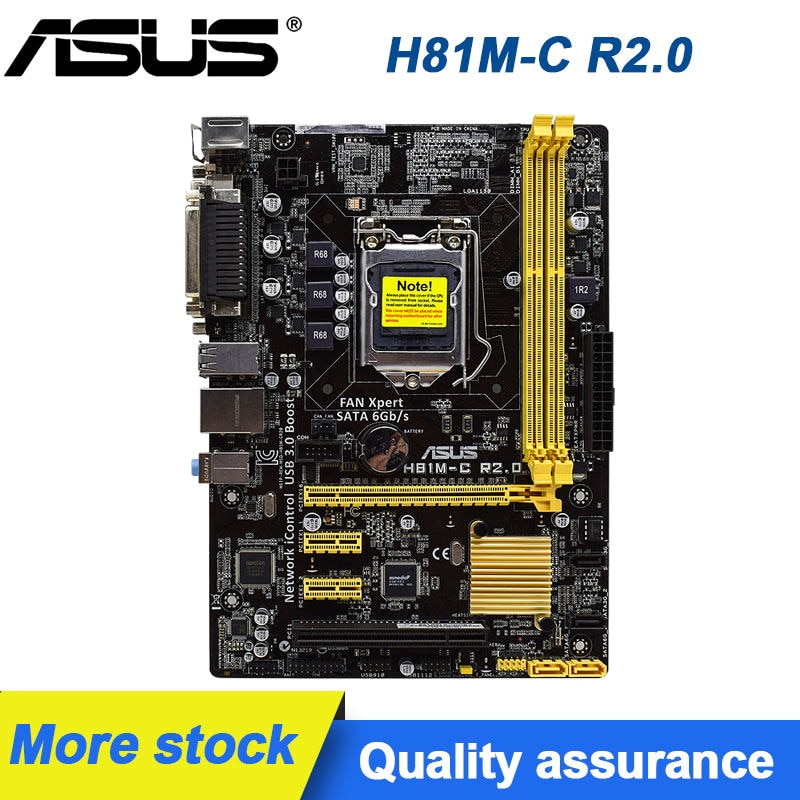Asus H81M-C r2.0 desktop placa-mãe lga 1150 ddr3 16g suporte núcleo i3-4170...