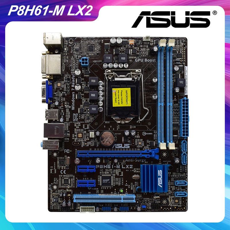 ASUS P8H61-M H61 LX2 Intel LGA 1155 Desktop PC Motherboard PCI-E DDR3...