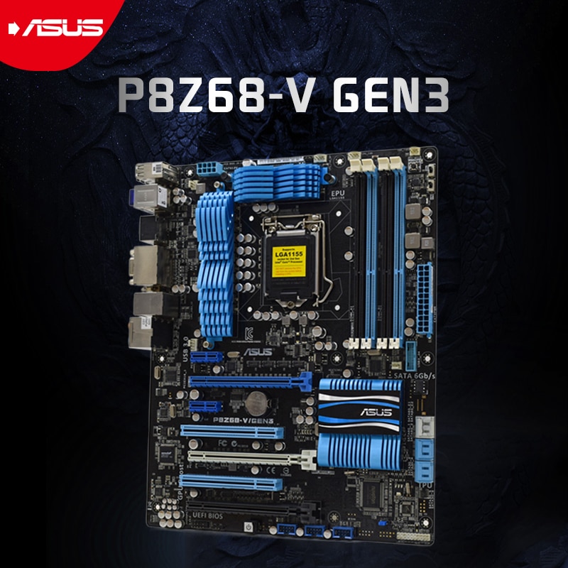 Intel z68 asus P8Z68-V/gen3 placas-mãe lga 1155 ddr3 rams suporte núcleo i3-2105...