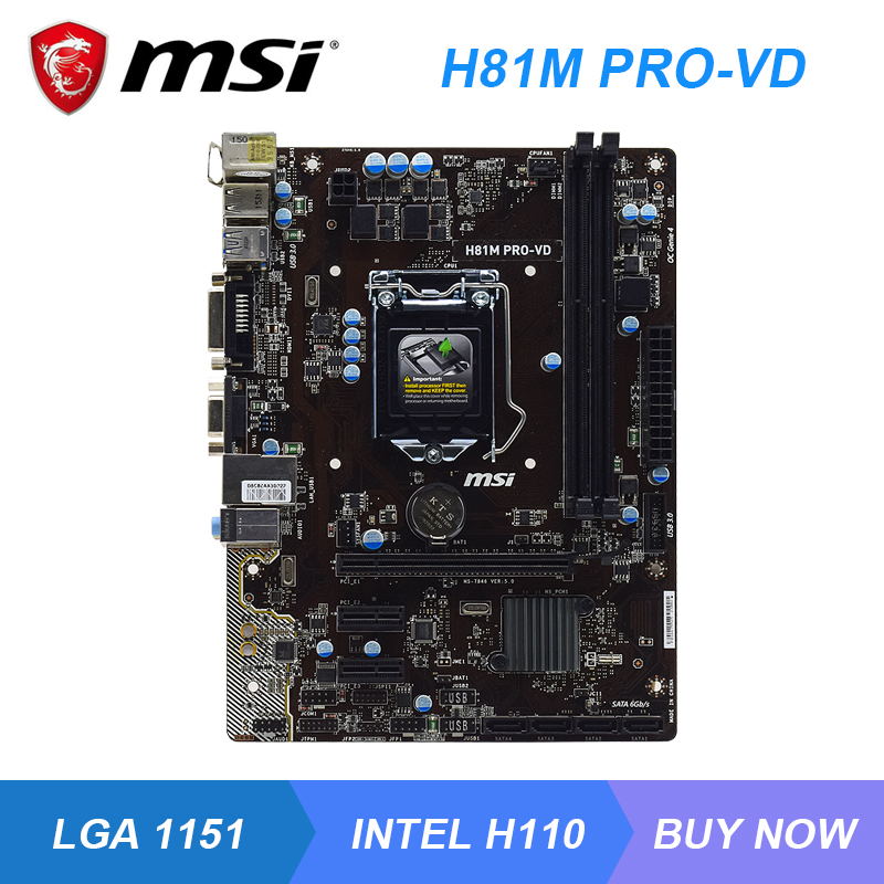 MSI LGA 1150 Intel H81 H81M-PRO-VD PC Desktop Motherboard DDR3 16GB E3-1270...
