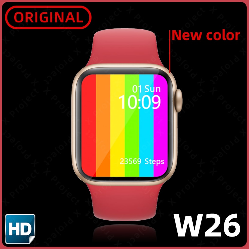 Smart watch w26, série 6, fitness, relógio inteligente, frequência cardíaca, pk iwo...