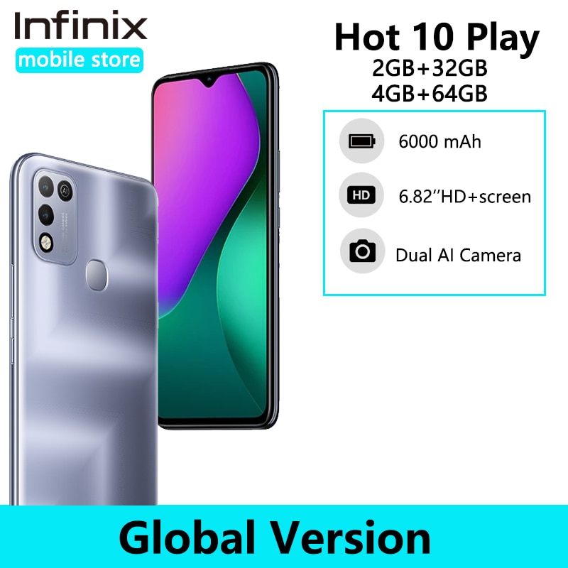 Infinix-smart phone versão global 10, 2gb + 32gb, 4gb + 64gb, tela...