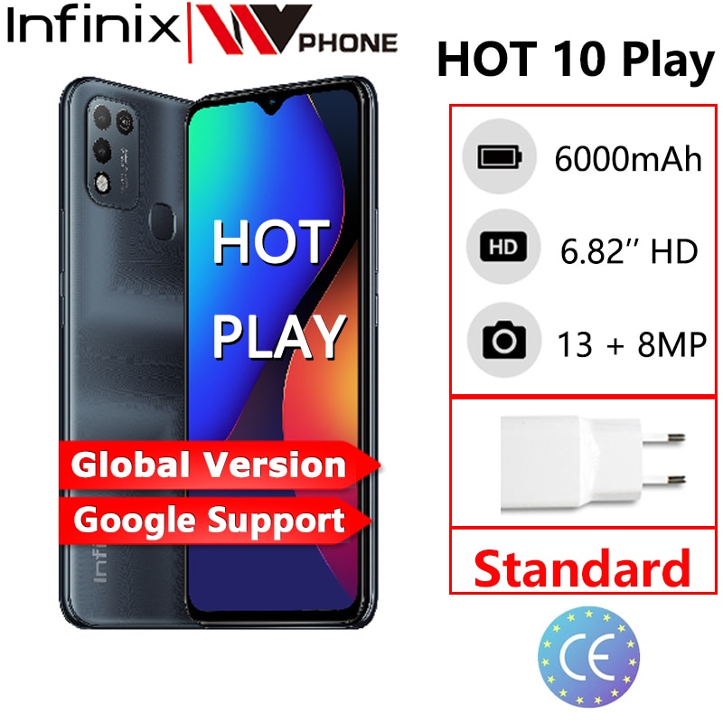Infinix-smartphone versão global 10, telefone inteligente com tela de 6.82 polegadas, hd...