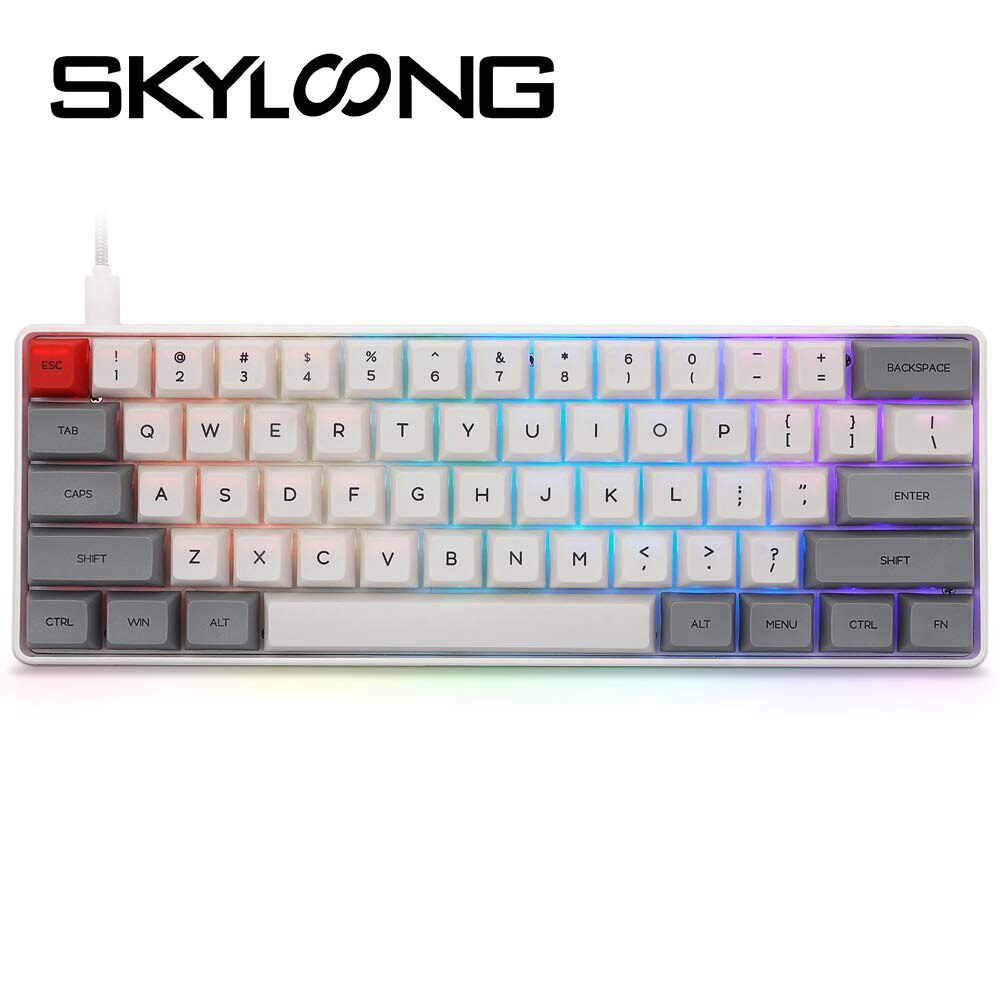 Skyloong-teclado mecânico programável sk61 para jogos, teclado gamer com fio, iluminação abs,...