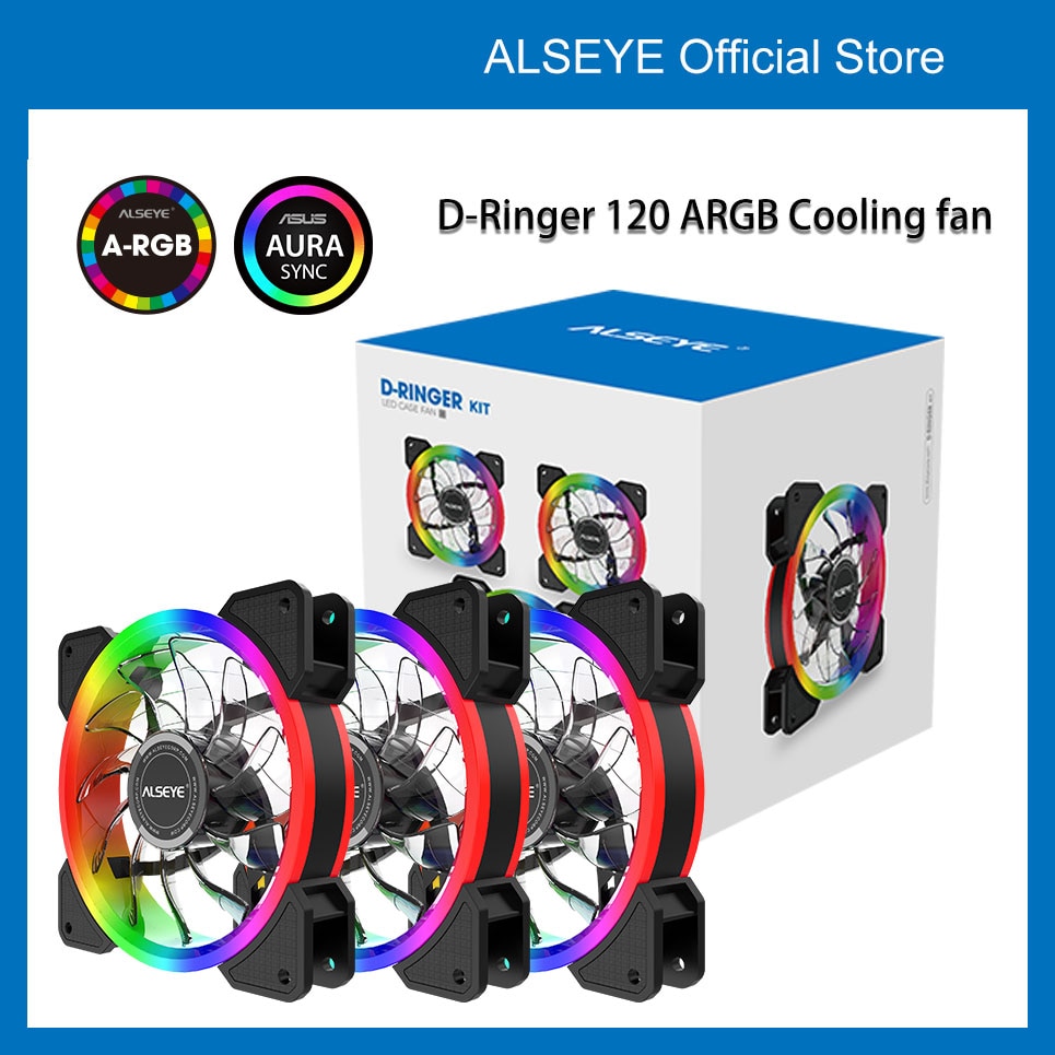 Alseye-ventilador para computador, resfriador para pc, iluminação rgb, ajustável, d-ringer, 120mm, aura...