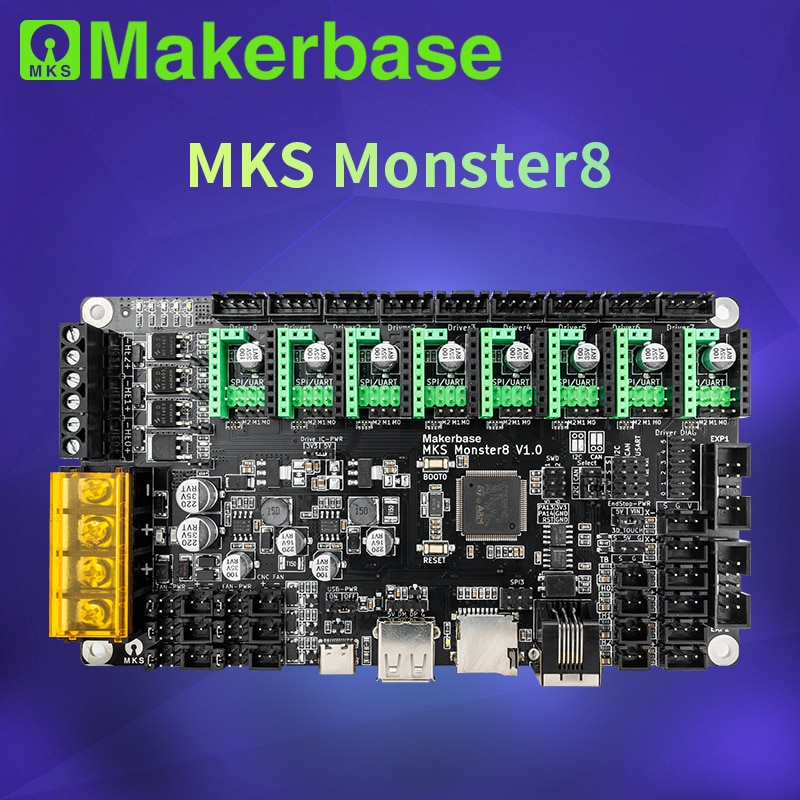 Makerbase mks monster8 32bit peças da impressora 3d placa de controle tmc2209...