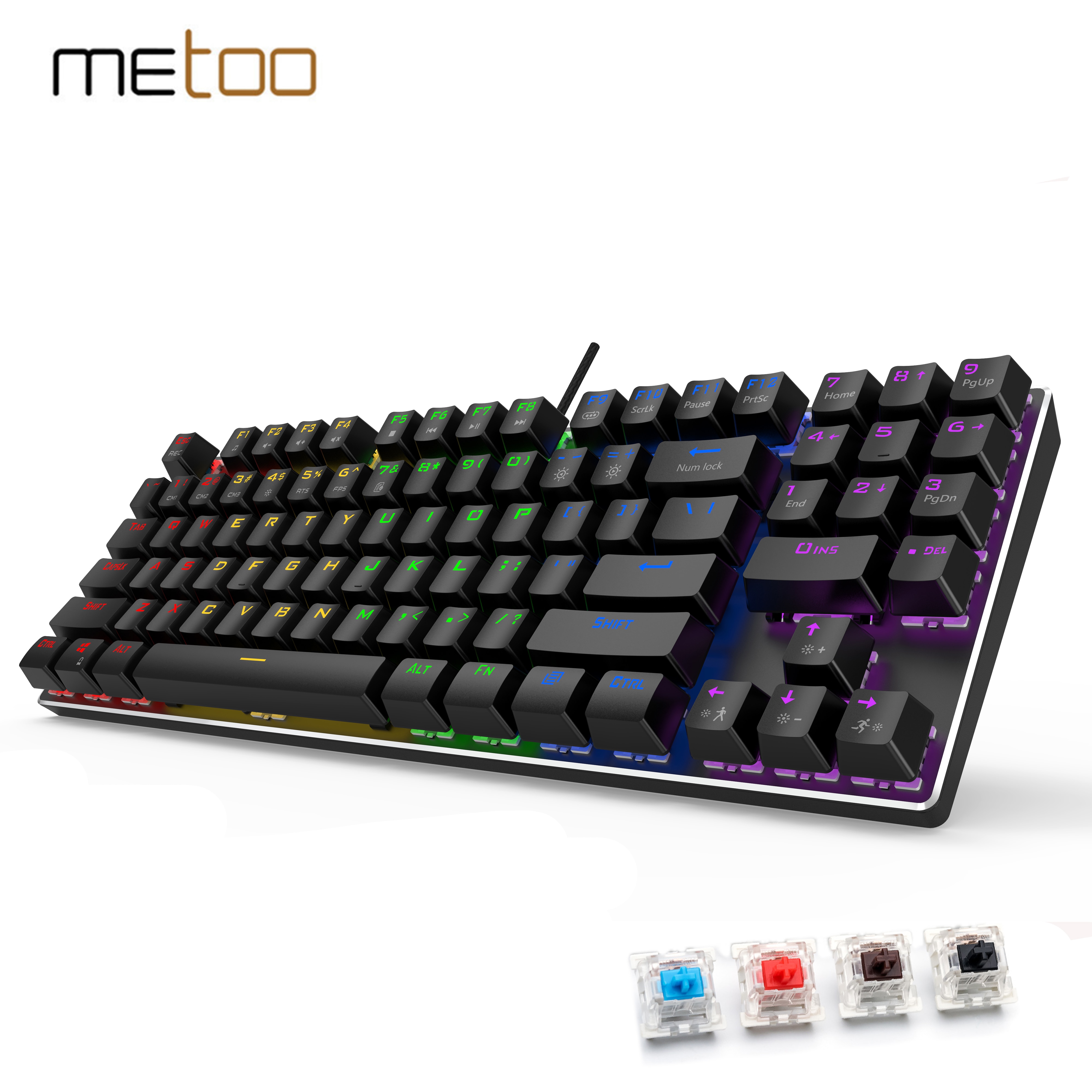 Metoo-teclado mecânico com botões de número para jogos, desenho usb, com fio,...