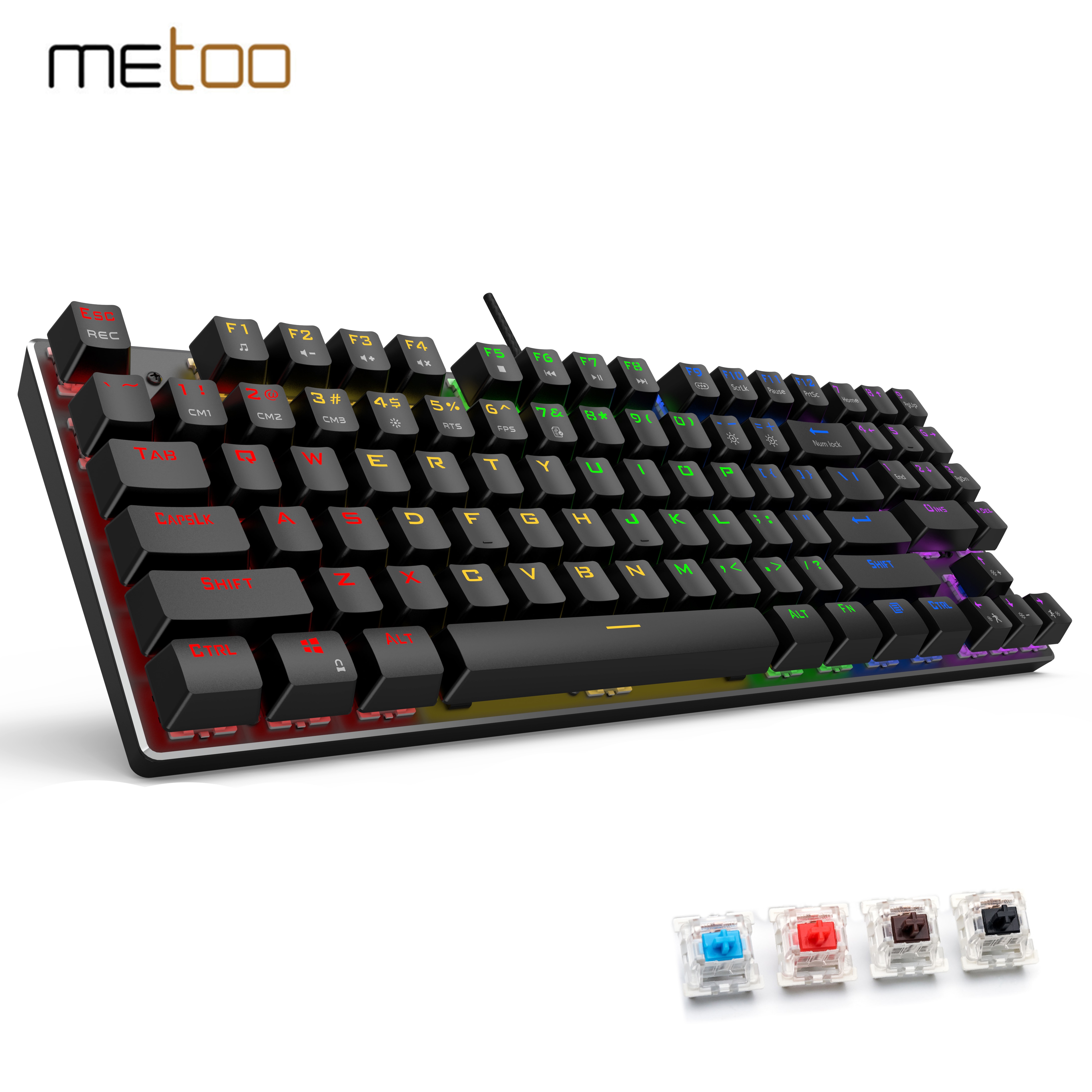 Metoo-teclado mecânico gamer 89kyes, com fio usb e anti-ghosting, para pc e...