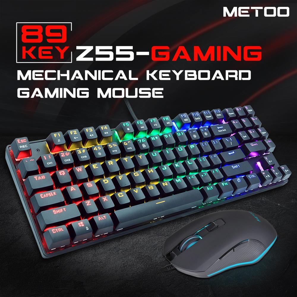 Metoo z55 89 teclas jogo mecânico teclado e mouse conjunto anti-ghosting com...