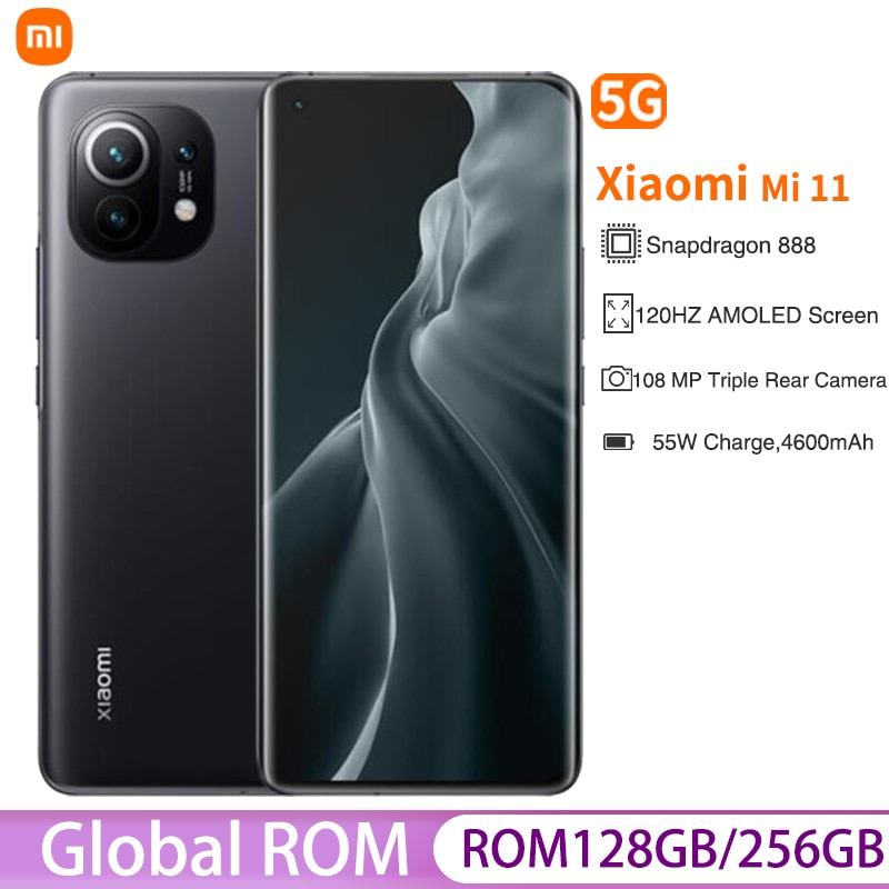 Rom global xiaomi mi 11 5g smartphone 128gb/256gb snapdragon 888 octa núcleo...