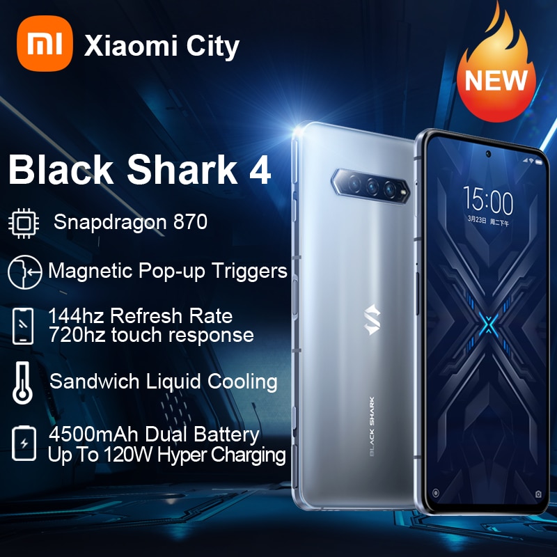 Xiaomi-smartphone black shark 4 global original, versão global, 6gb/8gb/12gb ram, 128gb e...
