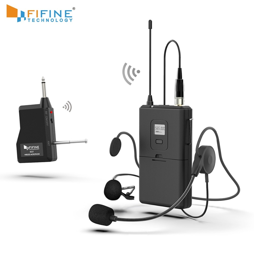 Fifine-microfone de lapela uhf1/4 tamanhos, 20 canais, saída rápida, microfone, transmissor para...