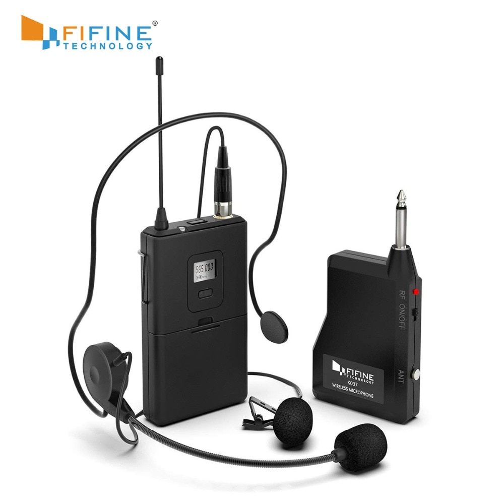 Fifine microfone uhf1/4 ''wireless de 20 canais, com saída de lapela e...
