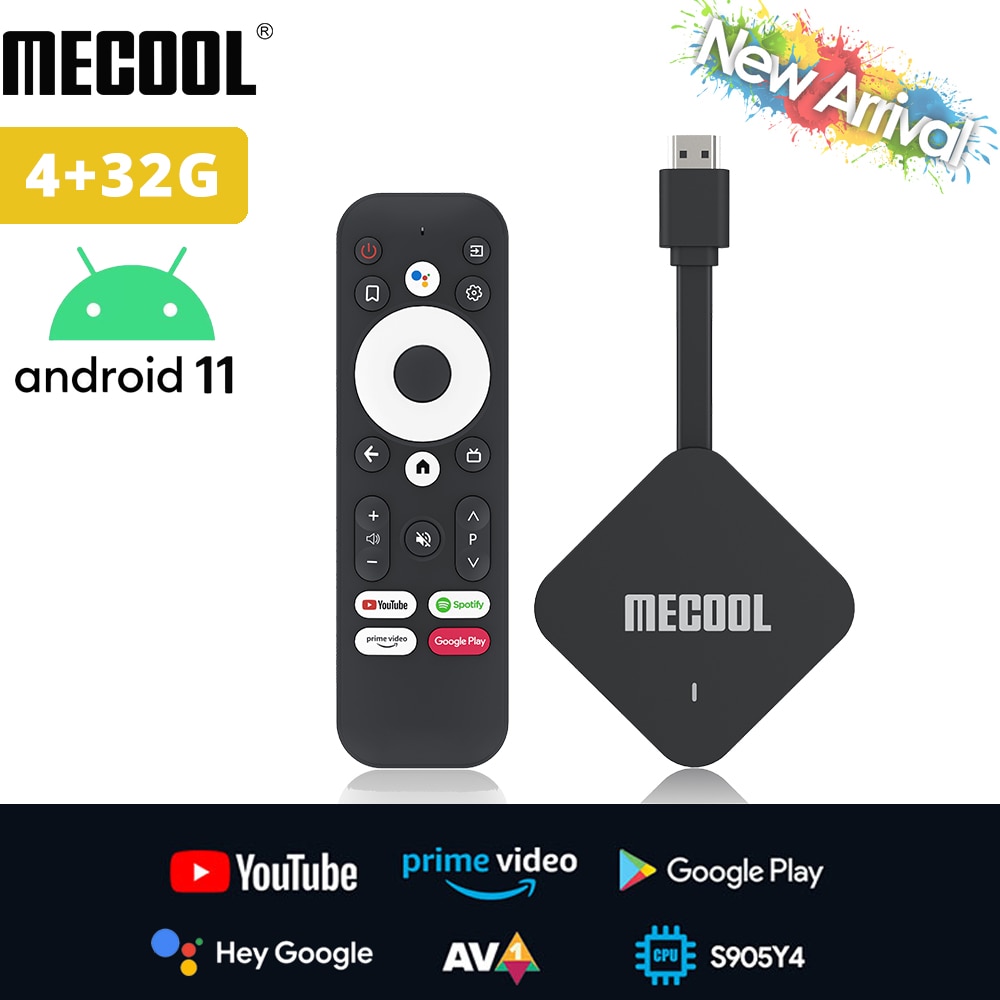 Mecool android 11 tv vara kd2 versão global amlogic s905y4 4gb 32gb...