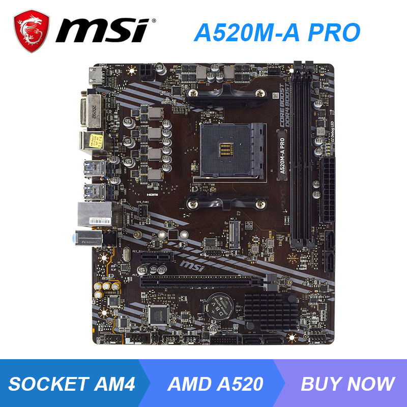 MSI A520M-A PRO Socket AMD AM4 A520 Original PC Motherboard DDR4 64GB...