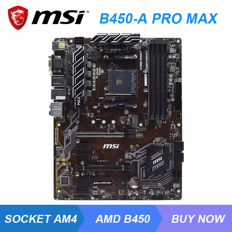 Msi B450-A pro max socket am4 amd b450 b450m gaming placa-mãe ddr4...
