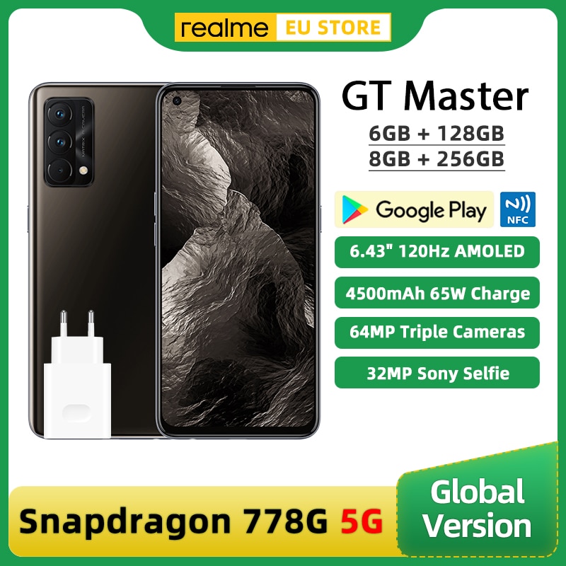 Realme gt master edition, versão global, 6gb + 128gb/8gb + 256gb, snapdragon...