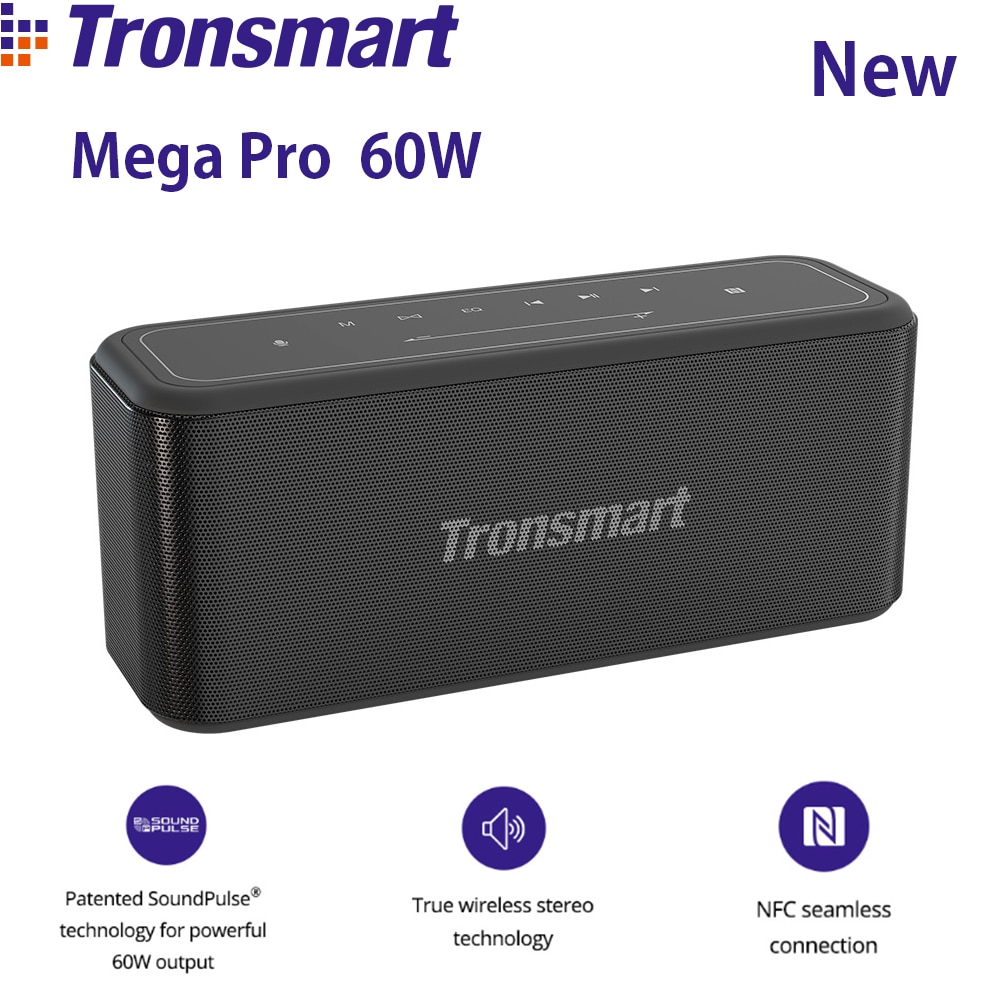 Tronsmart-auto-falante mega pro, 60w, bluetooth, coluna tws com nfc, ipx5, 10 horas...