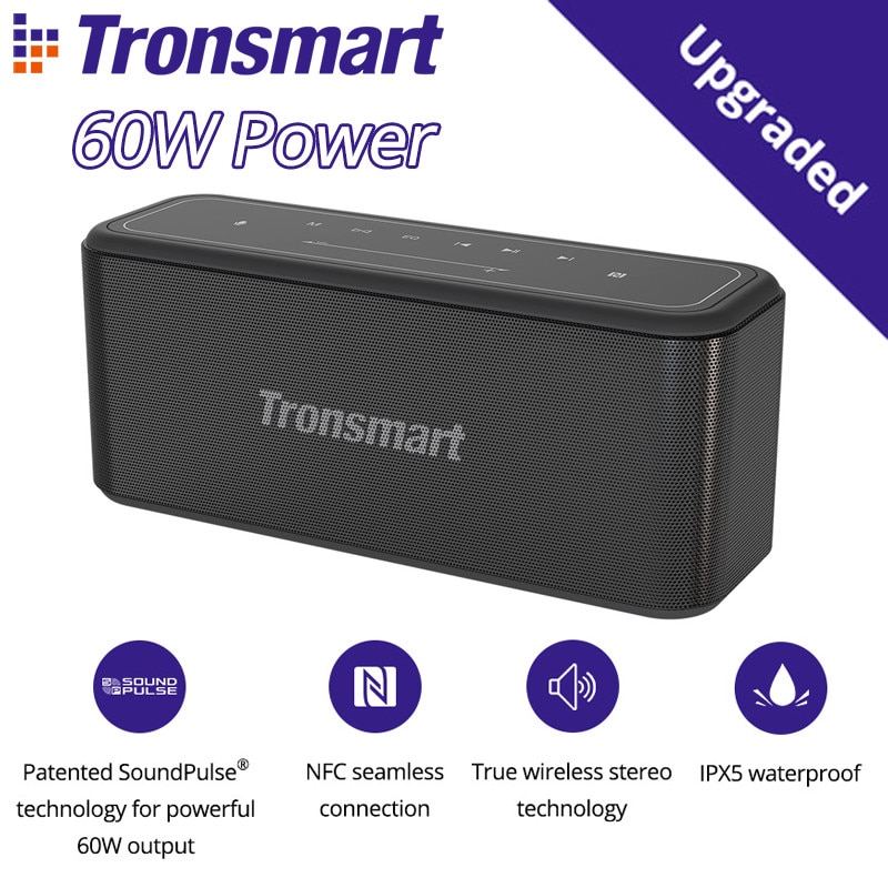 Tronsmart-auto-falante mega pro portátil, 60w, bluetooth 5.0, coluna tws com nfc, ipx5,...