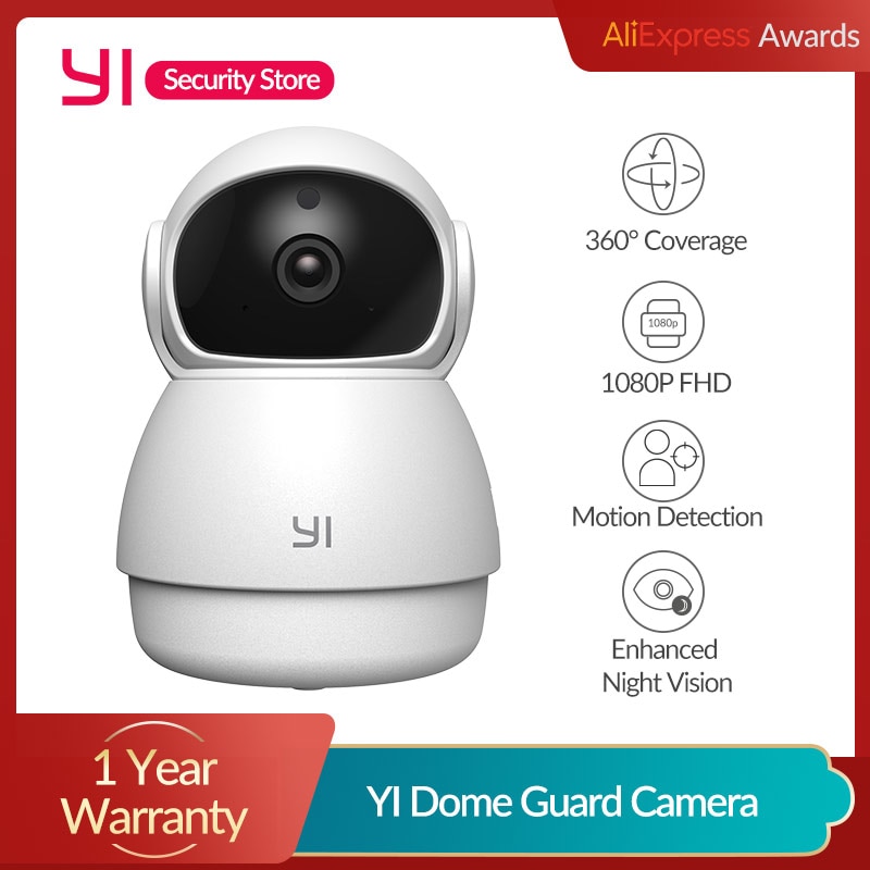 Yi dome guard-câmera de segurança doméstica ip 1080p, wi-fi, com funções ai,...