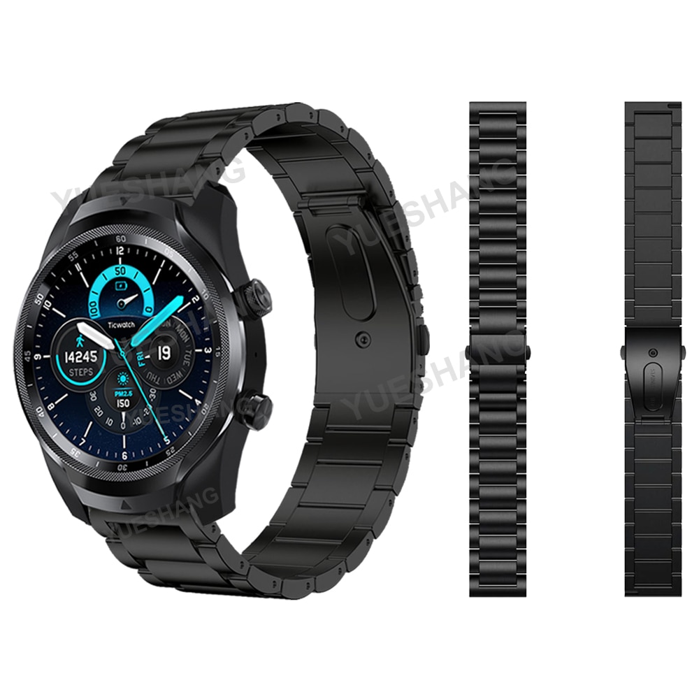 22mm pulseira de titânio para ticwatch pro 2021/pro 3/gtx/s2/e2 smartwatch banda pulseira...