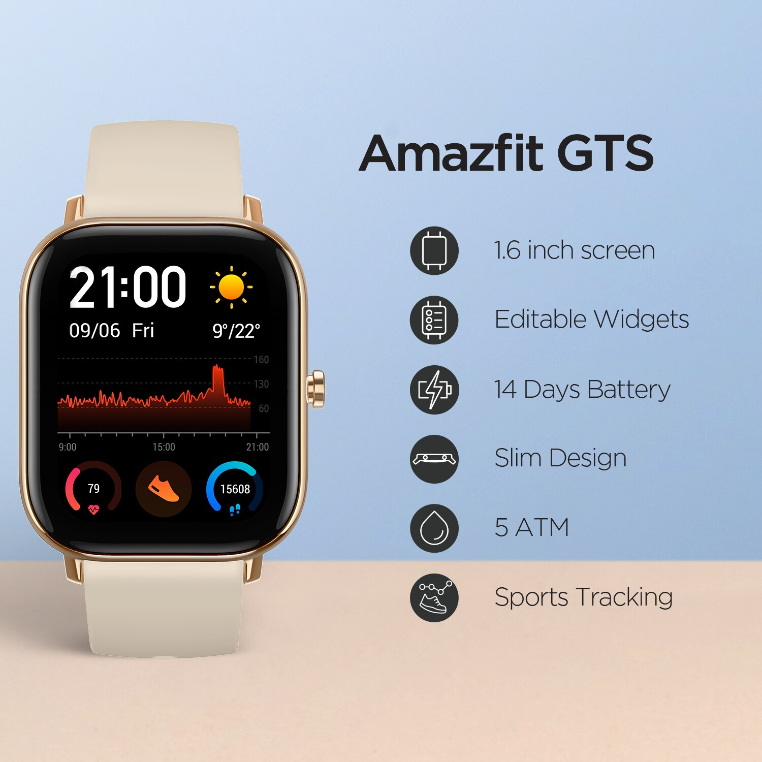 Amazfit-relógio inteligente gts + powerbuds, resistente à água, 12 modos esportivos, sensor...