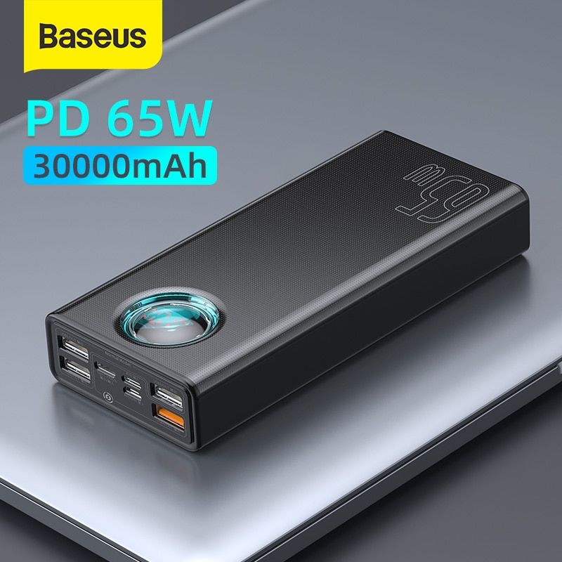 Baseus 65w power bank 30000mah 20000mah carga rápida pd qc 3.0 scp...