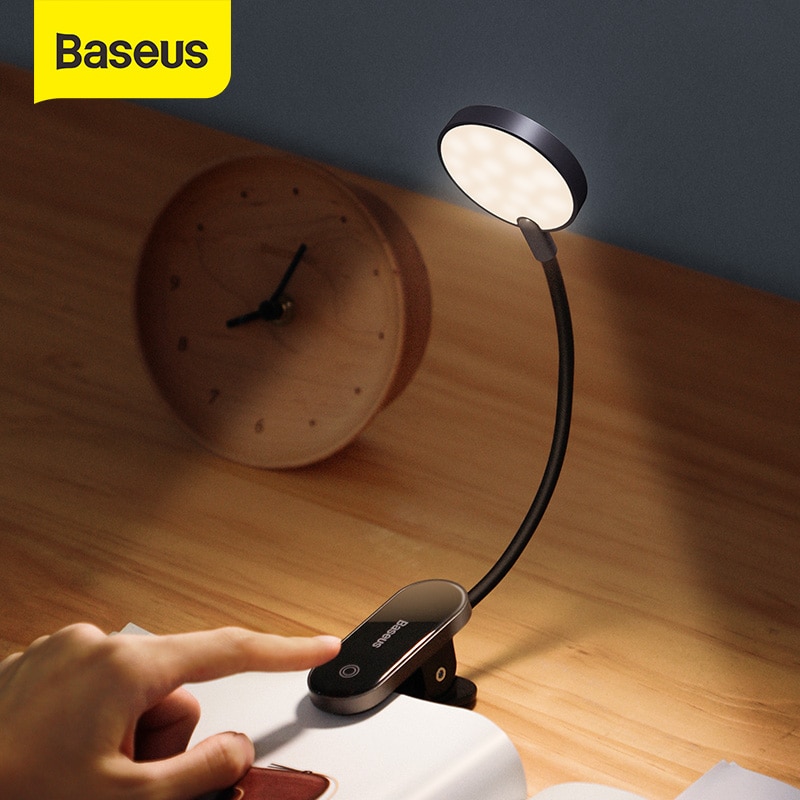 Baseus luminária de mesa recarregável com prendedor usb, mini lâmpada led flexível...
