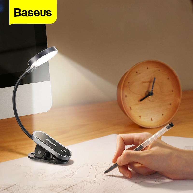 Baseus luminária led de mesa, lâmpada flexível de toque para estudo, luz...