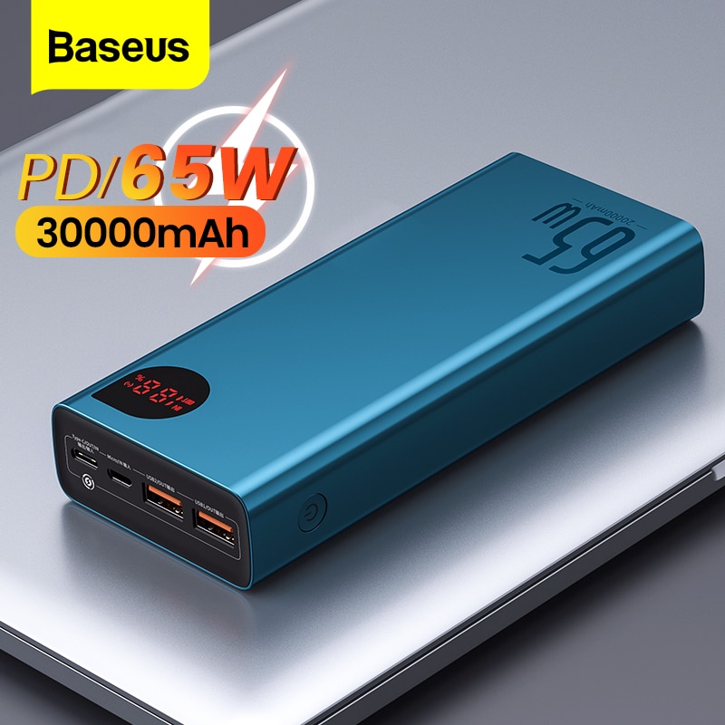 Baseus pd 65w power bank 30000mah qc4.0 carregamento portátil carregador de bateria...