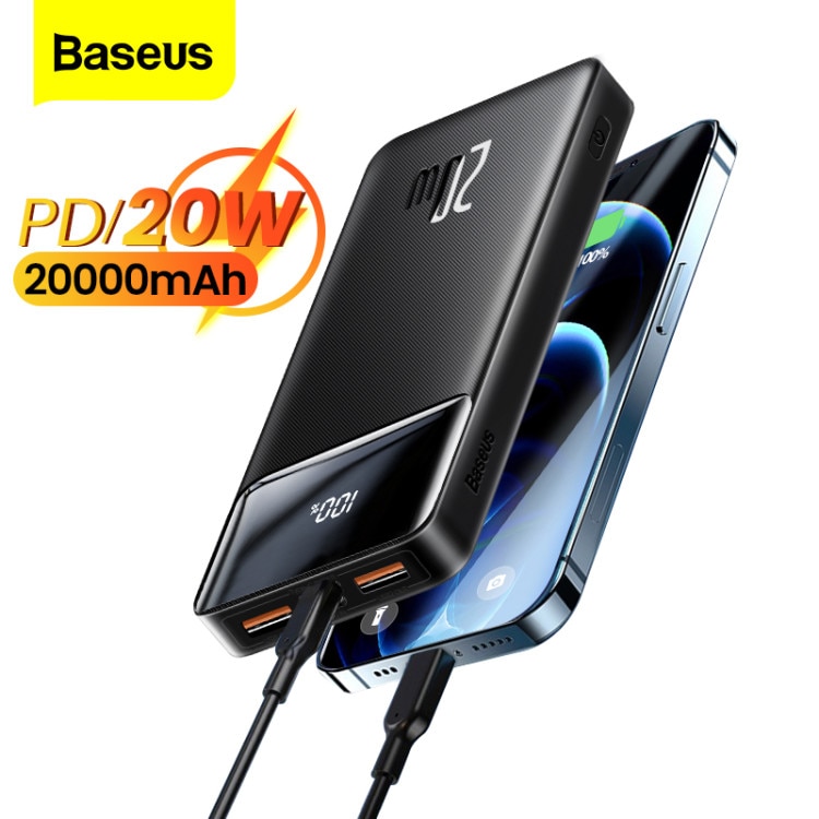 Baseus power bank 20000mah pd 20w carregador de carregamento rápido telefone bateria...