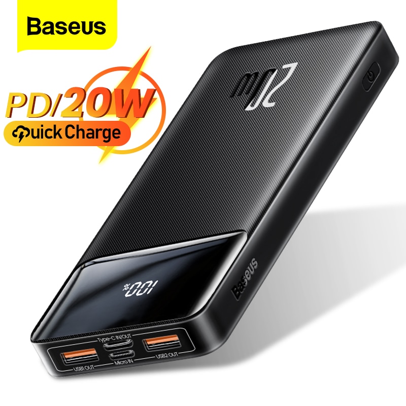 Baseus power bank 20000mah/30000mah/10000mah pd carregamento rápido powerbank carregador de bateria portátil...