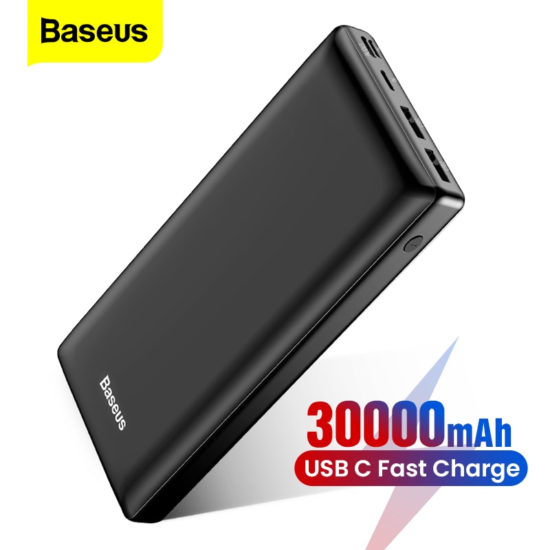 Baseus-power bank de carregamento rápido usb c, 30000 mah, compatível com xiaomi...
