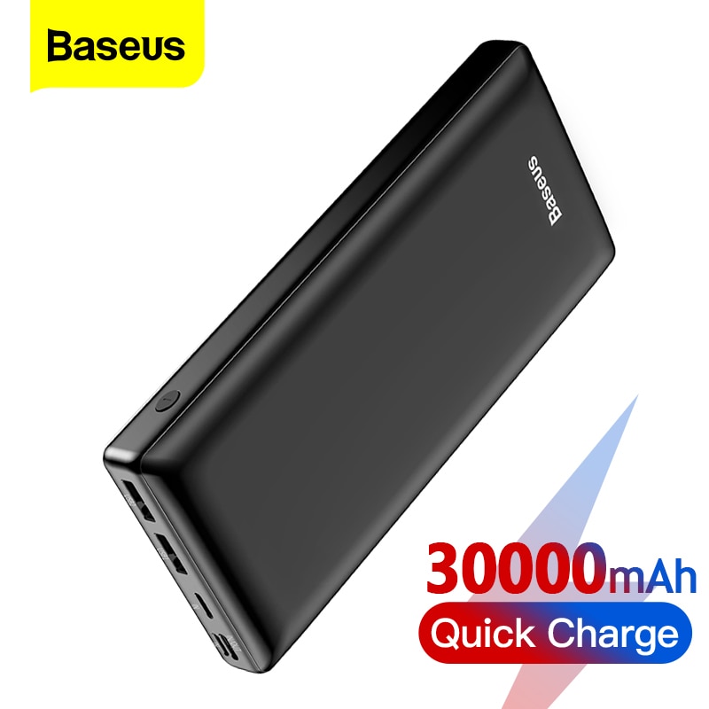 Baseus-powerbank de carregamento rápido pd 30000 usb, 3.0 mah, qc, pd, bateria...