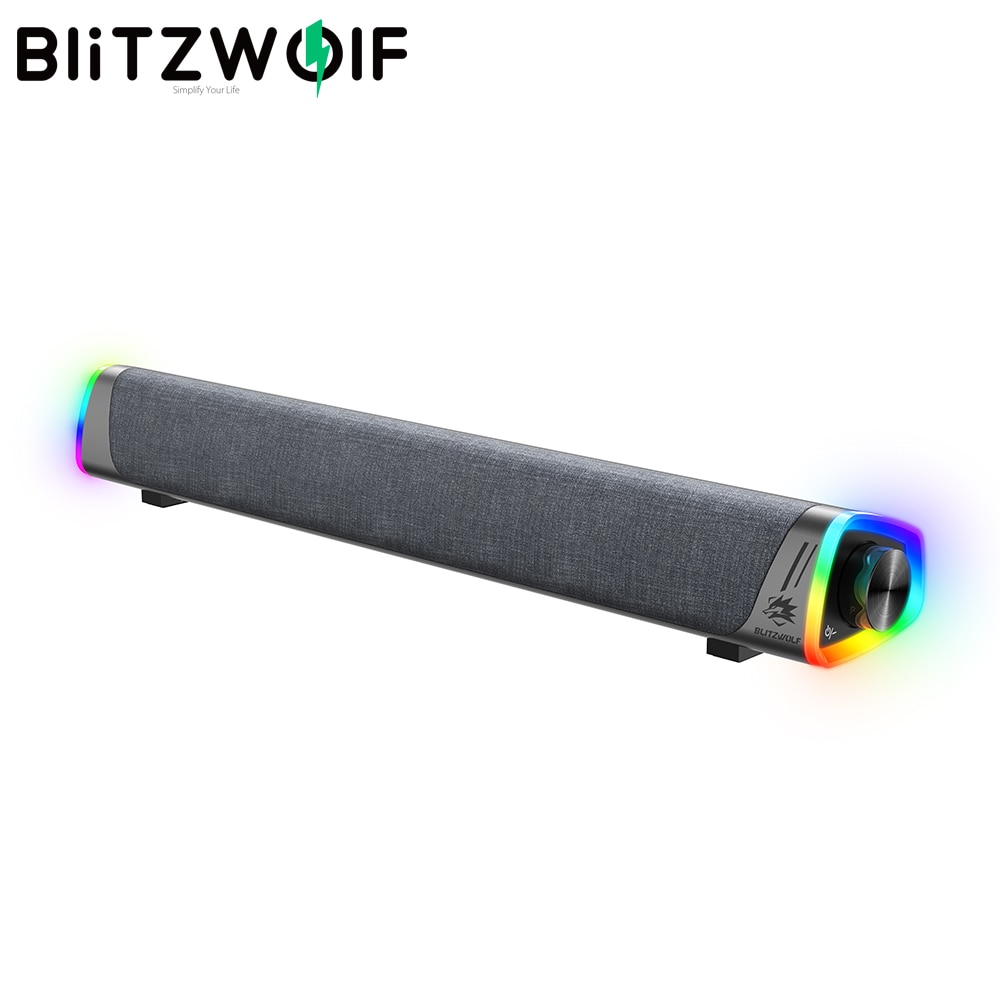 Blitzwolf alto-falantes para computador, com luz rgb 360 ° som estéreo textura...