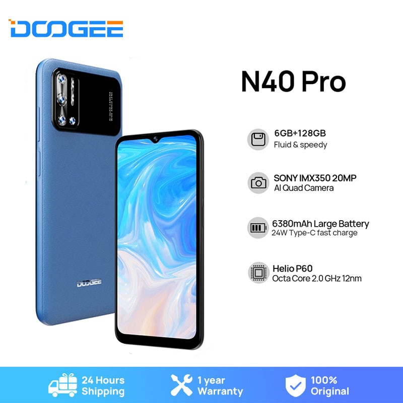 Doogee n40 pro smartphone 6.5 polegada 20mp quad câmera helio p60 6gb...