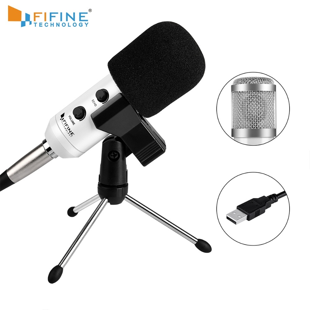 Fifine-microfone condensador usb de soquete, funciona com pc macbook, para ensino on-line,...
