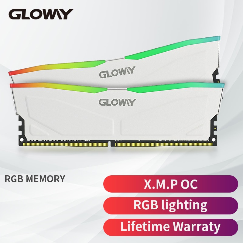 Gloway memória ram 3600mhz rgb ddr4 (8gbx2) kit dimm 16gb para computador...