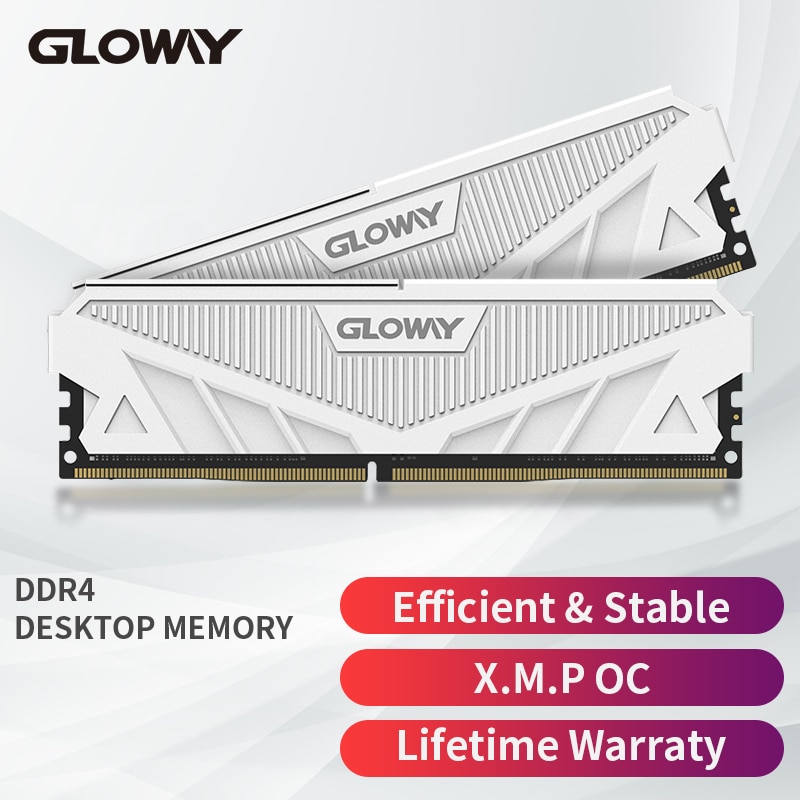 Gloway memória ram ddr4 16gb 3200mhz 32gb (8gbx2) kit (16gbx2) desktop dissipador...