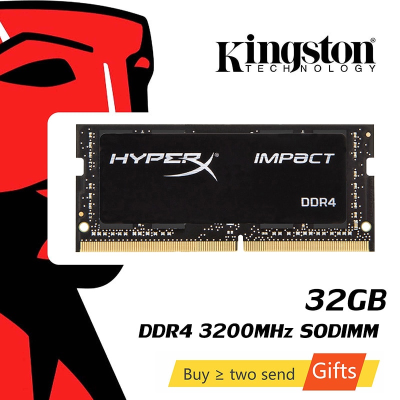 Kingston-memória ram hyperx impacto ddr4, sodimm 3200mhz, 32g cl20, memória ram ddr4...