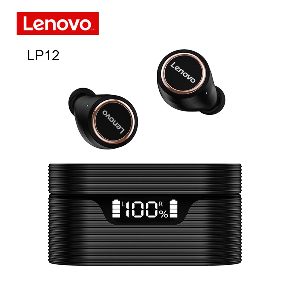 Lenovo lp12 bluetooth fone de ouvido esportes sem fio longa vida útil...