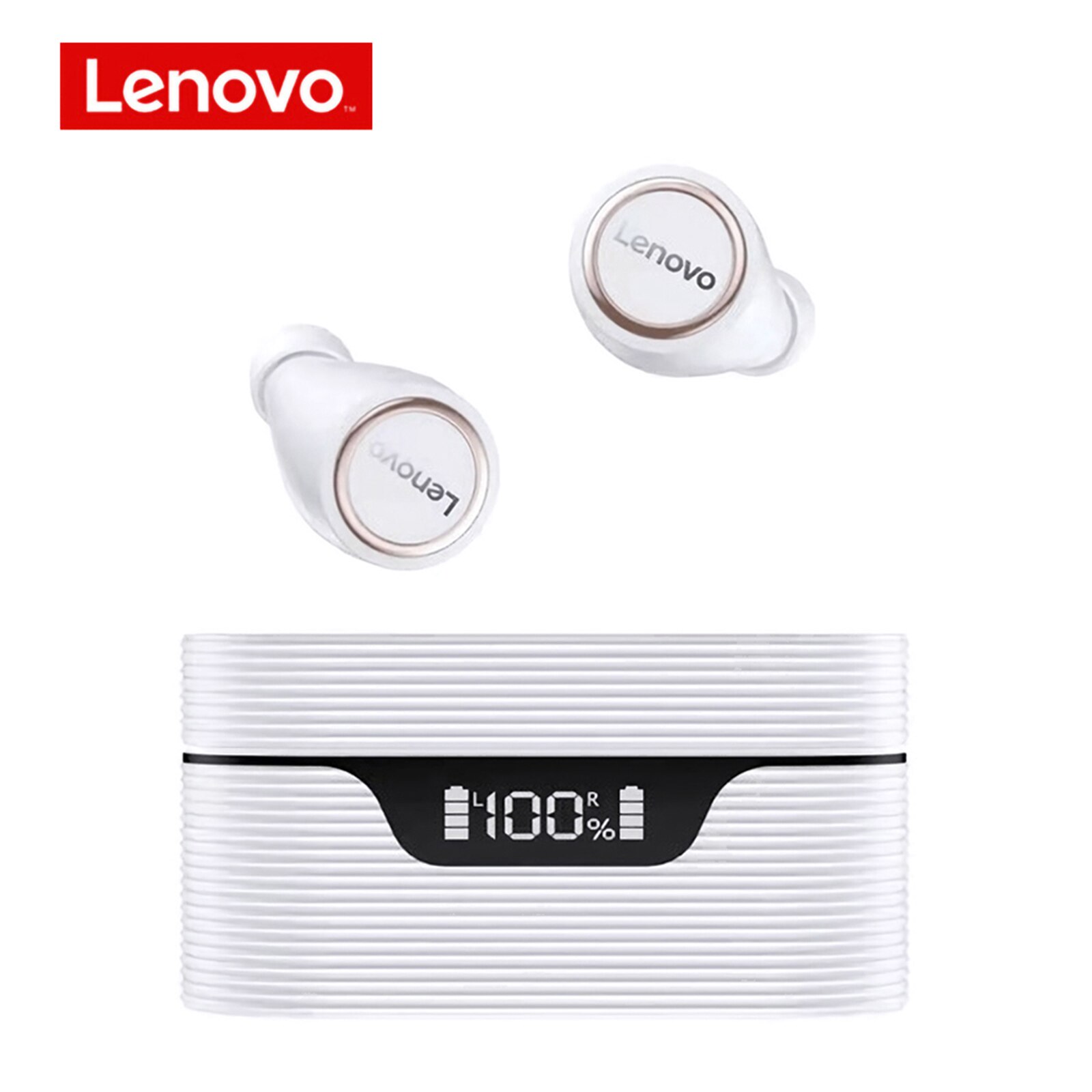 Lenovotws fone de ouvido sem fio bluetooth 5.0 dupla redução ruído estéreo...
