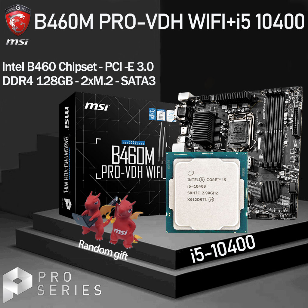 Lga 1200 msi b460m PRO-VDH conjunto de placa-mãe wi-fi + intel core...