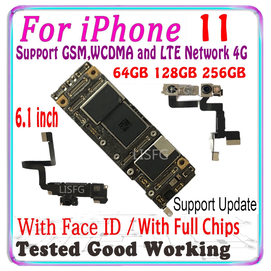 Livre limpo icloud para iphone 11 pro max placa-mãe com face id...