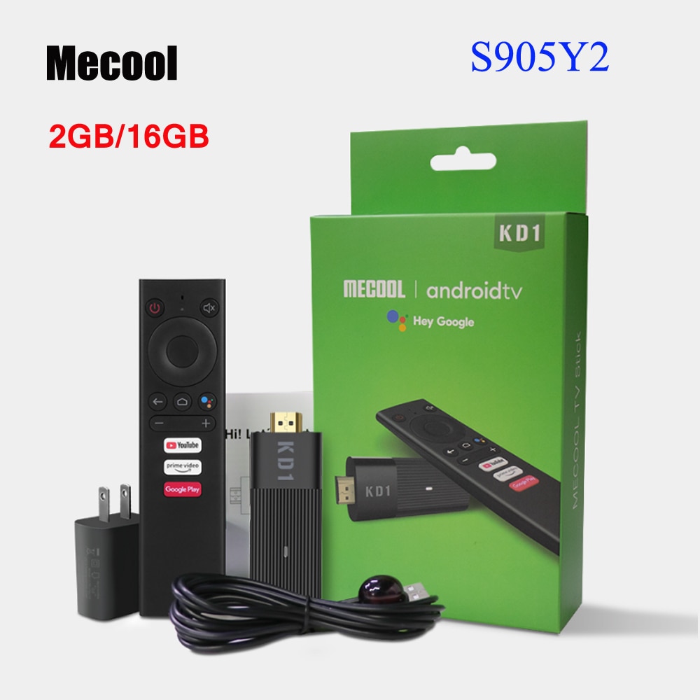 Mecool-tv box kd1 amlogic s905y2, android 10, 2gb, 16gb, suporta google voice,...