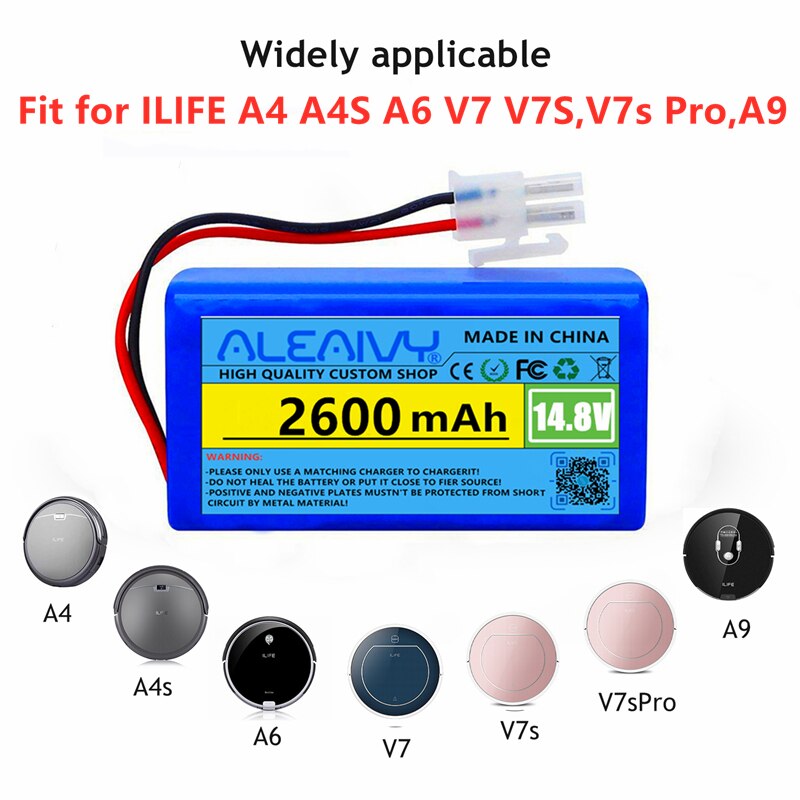 Novo/14.8v 2600mah 3200mah 3500mah bateria de lítio para ilife a4 a4s v7...
