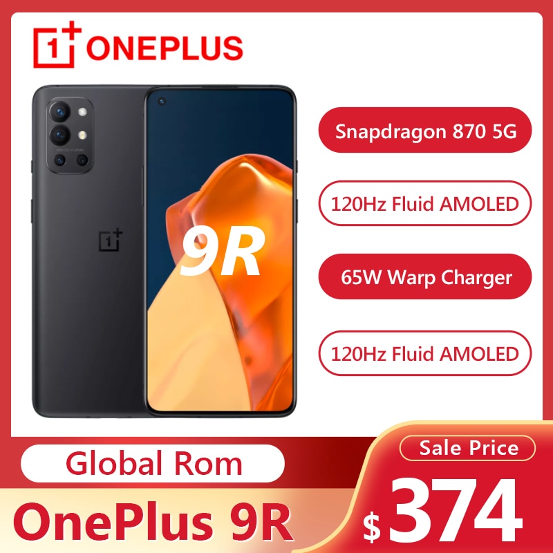 O smartphone 9 r da rom global original oneplus 9r 5g snapdragon...